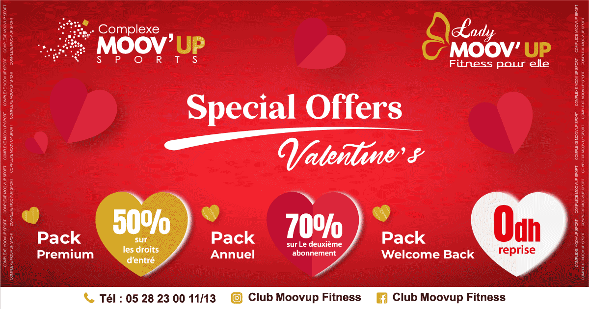 Offre spéciale Saint Valentin chez Moov’up Agadir